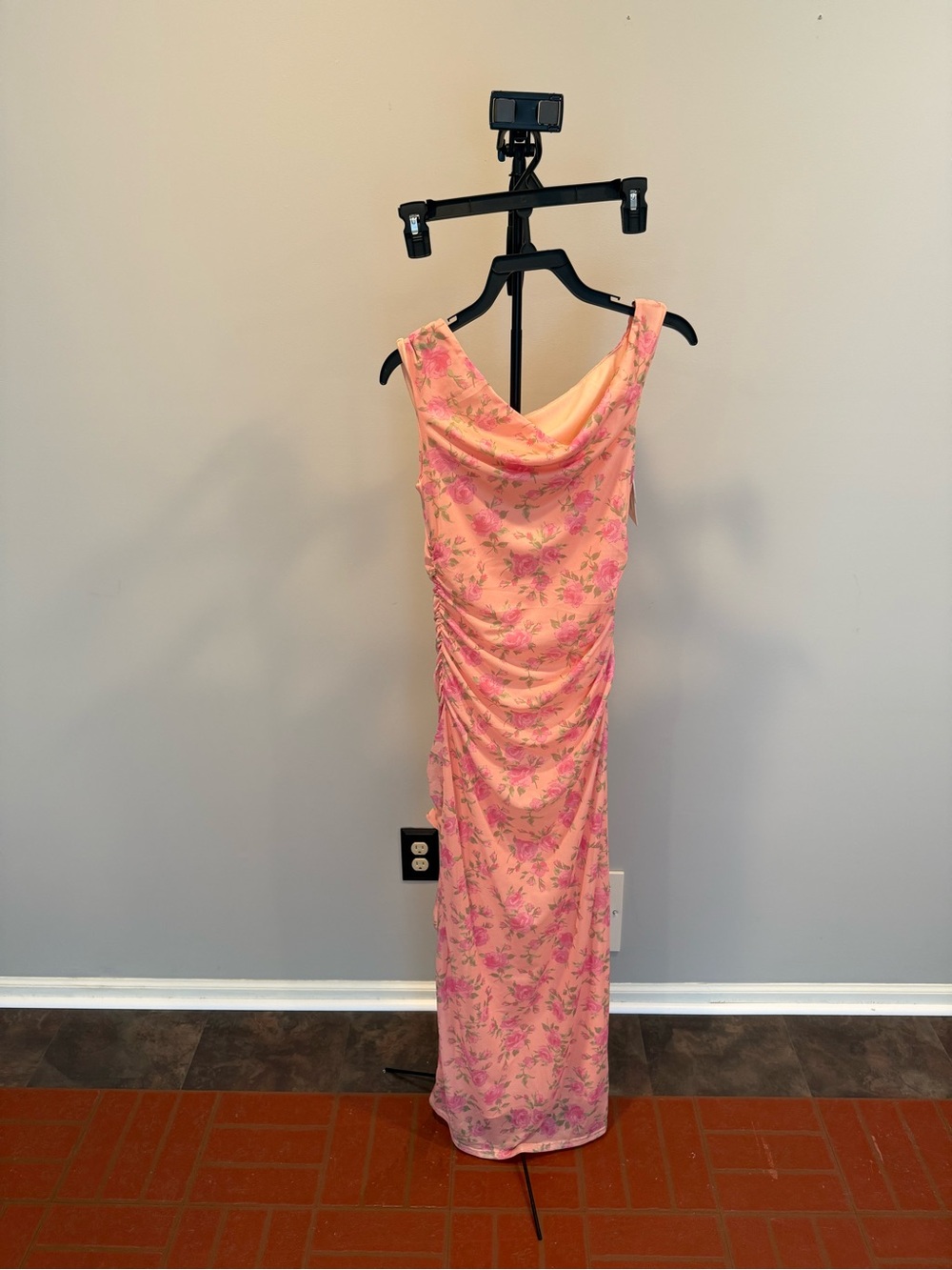 Altar'd State Pink Floral Off-Shoulder Ruffle High-Low Maxi - Picture 5 of 7
